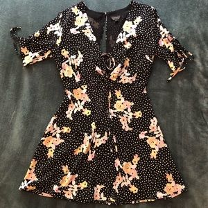 Top Shop Black Polka Dot/Floral Dress
